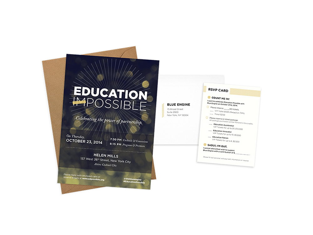 Blue Engine Education Possible branding and print materials