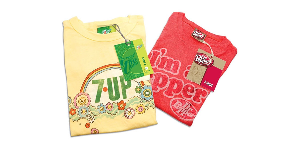 7UP & Dr Pepper vintage product graphics and branded hang tags
