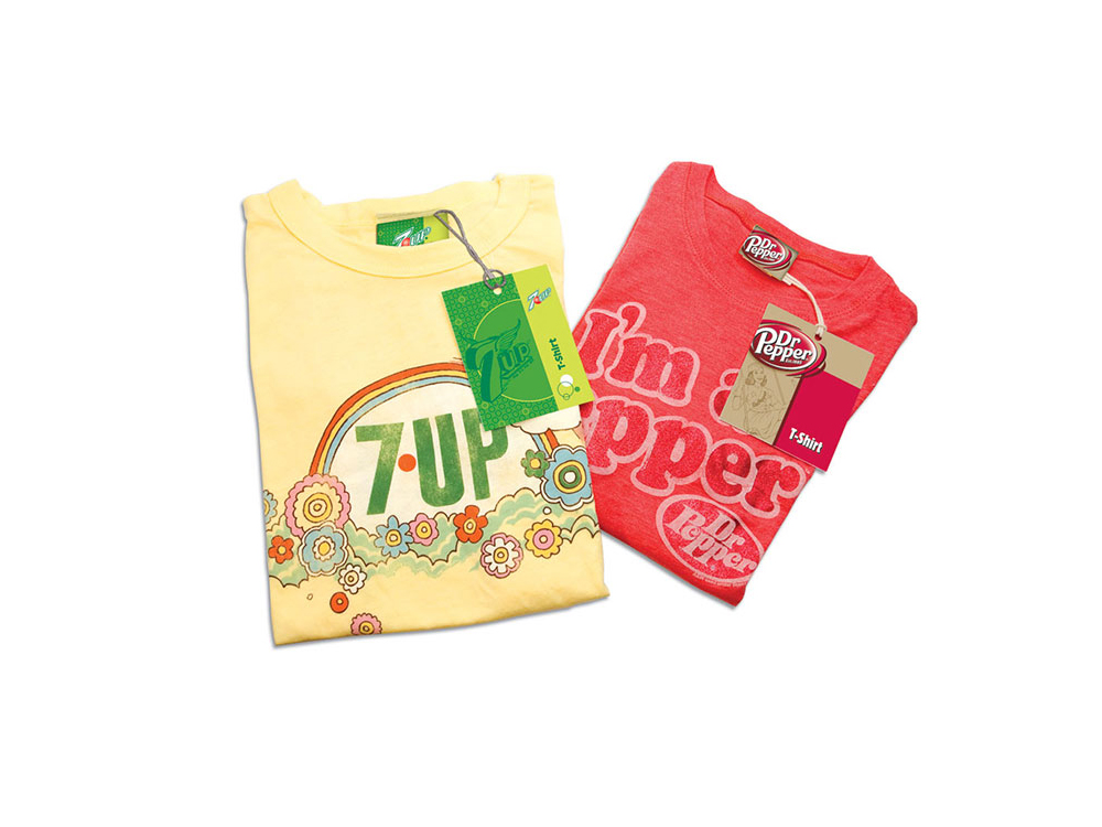7UP & Dr Pepper vintage product graphics and branded hang tags for the licensed products program : alternatives : branding and design agency based in nyc
