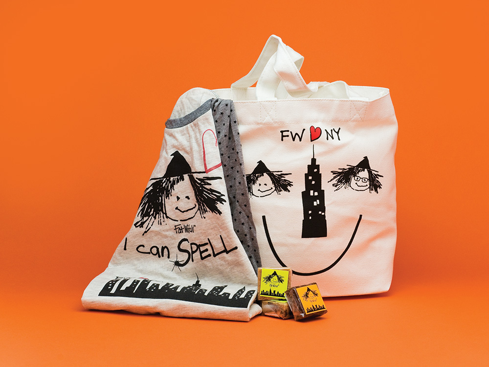 Fat Witch t-shirt and canvas bag graphics