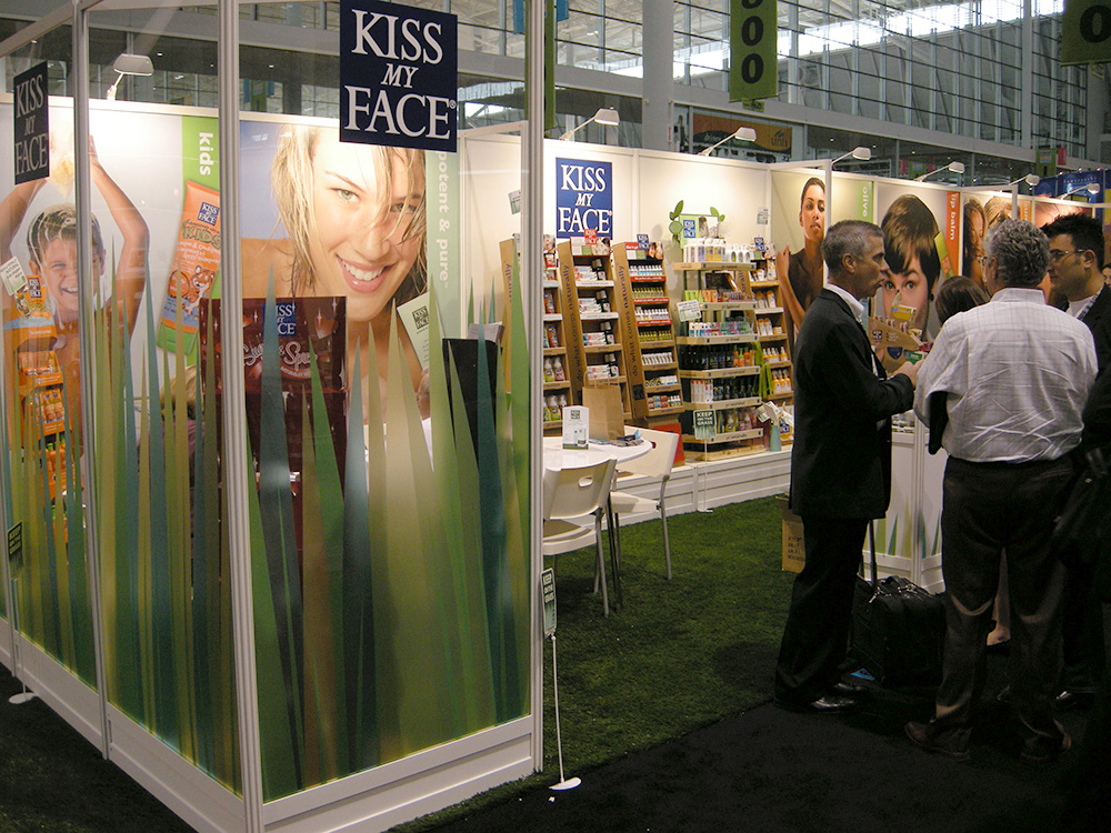 Kiss My Face trade show booth for the Natural Products Expo East