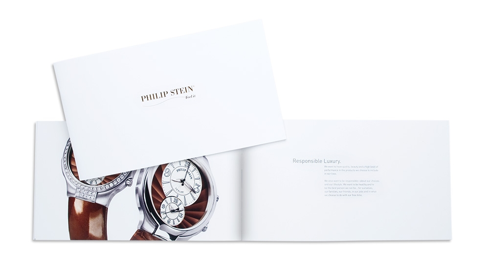 consumer and brand commitment brochures for Philip Stein luxury watches