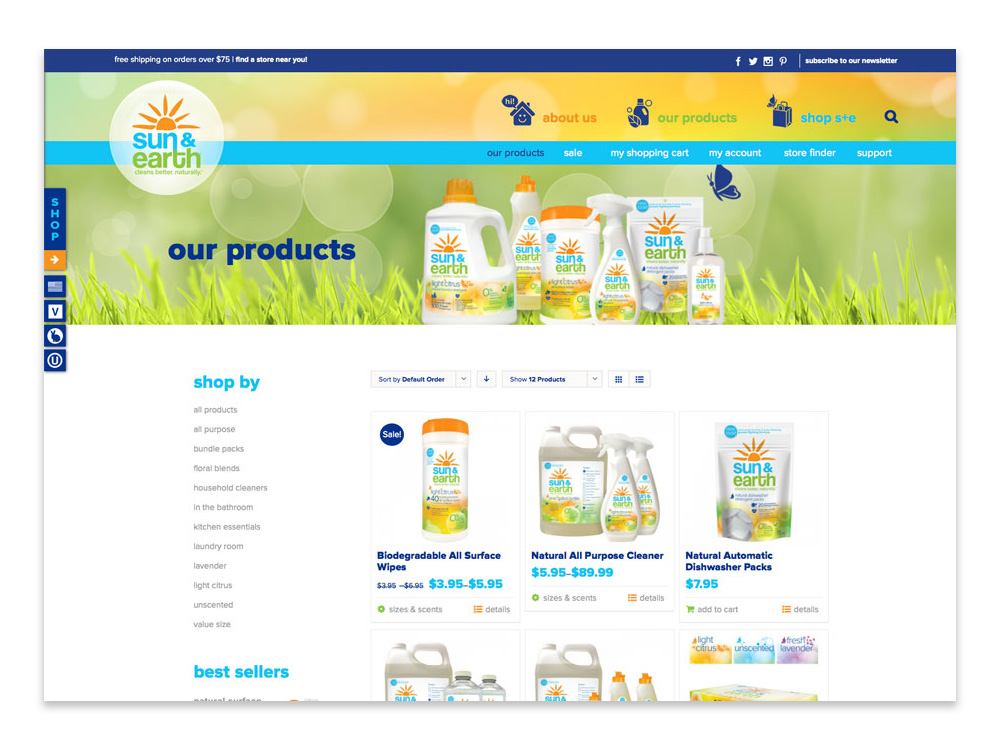 Sun & Earth: Website Shop Page