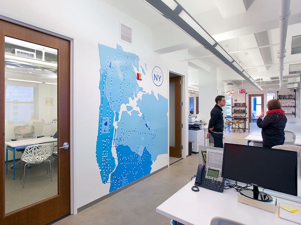 Blue Engine Office Interior Graphics