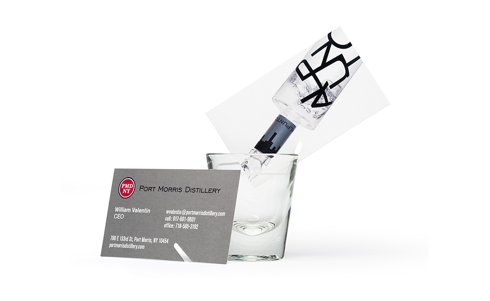 Port Morris Distillery business card becomes a promotional vehicle at tasting events