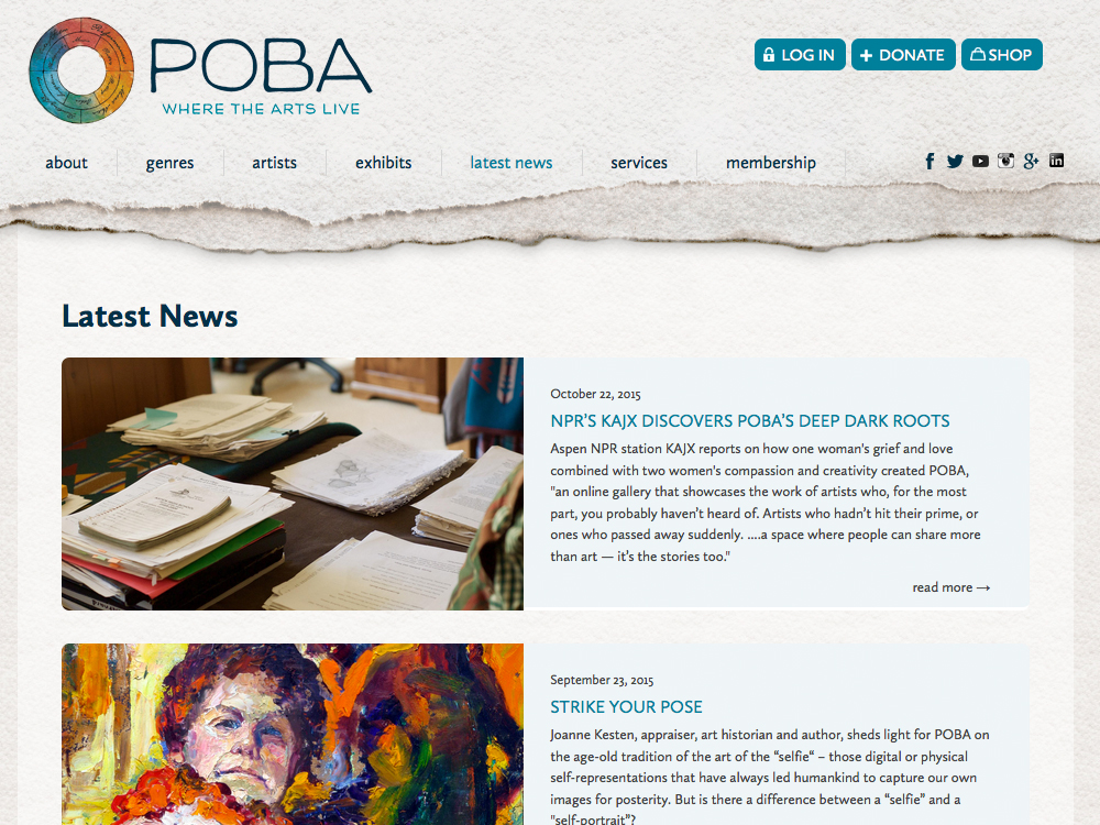 POBA blog web page