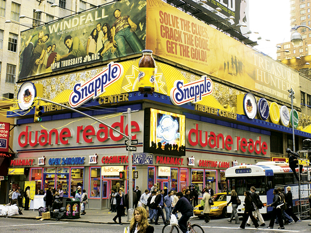 Snapple Theater Center exterior "spectacular" sign