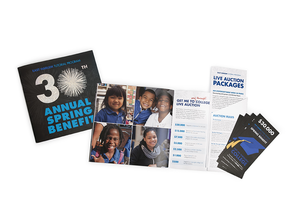Materials for EHTP's most important fundraising event of the year, the annual Spring Benefit : alternatives : branding and design agency based in nyc