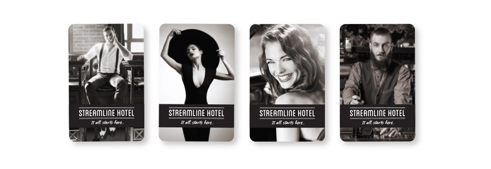 Hotel key cards showcase a variety of images and can be customized for special events