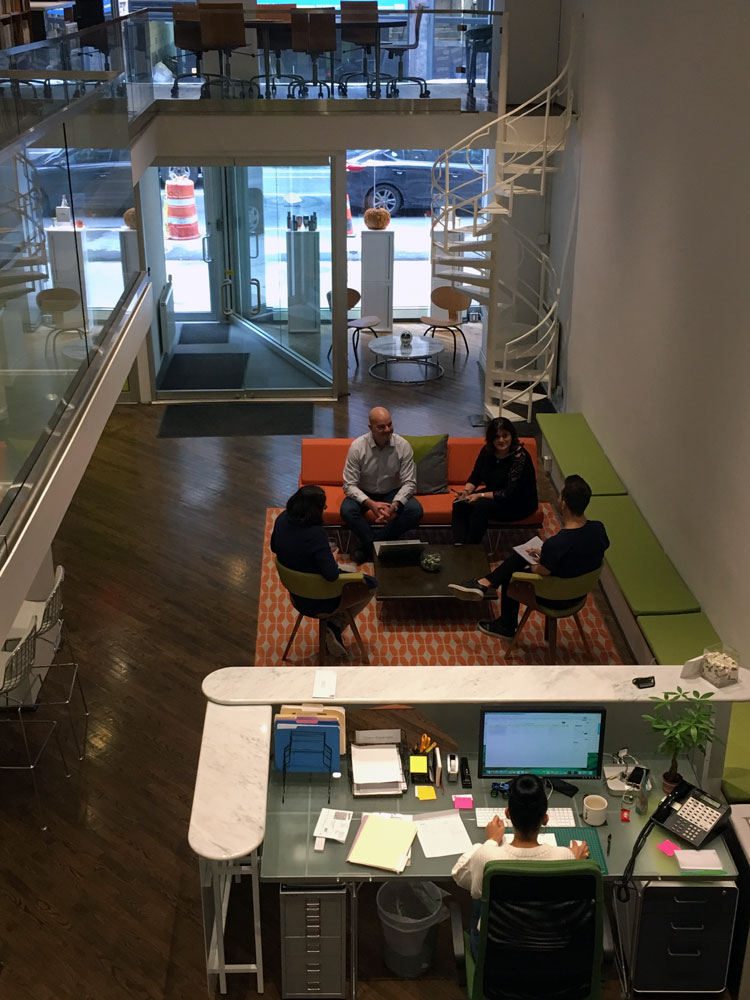 The recent redesign of our office includes inviting open spaces for interaction and collaboration that reflect our approach to working together as an internal team and with our clients.