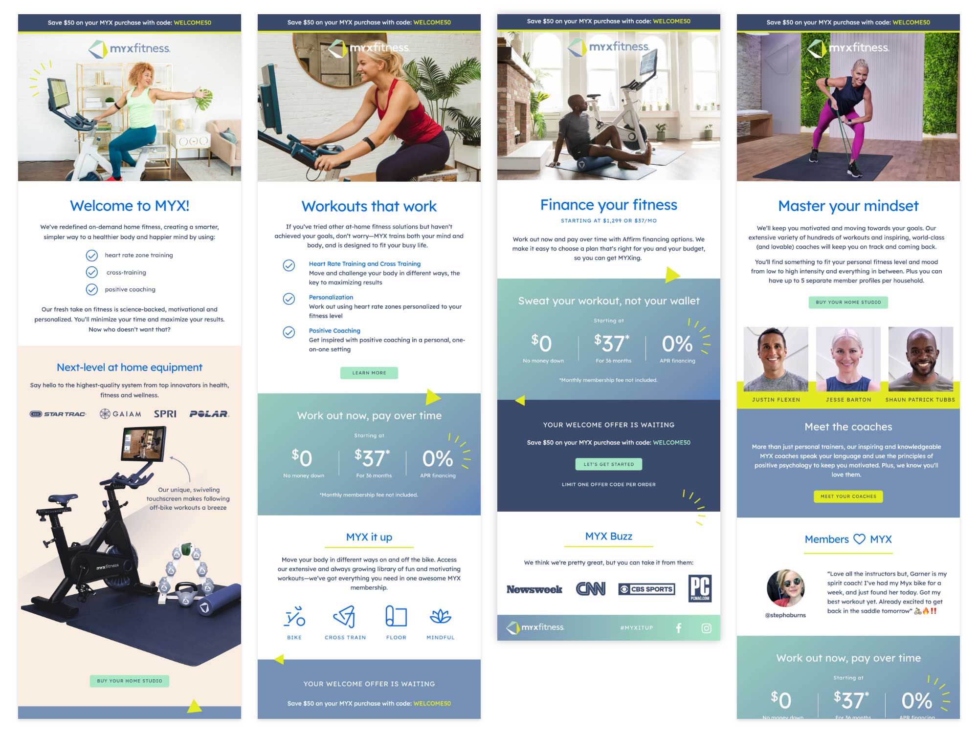 MYXfitness newsletter sign-up welcome email series