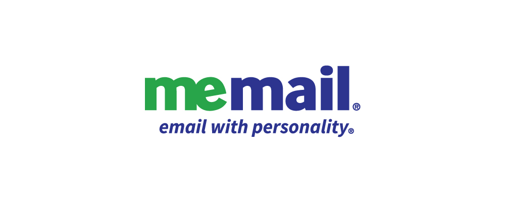 The MeMail logo and tagline invites the user to get email addresses that fit their personality