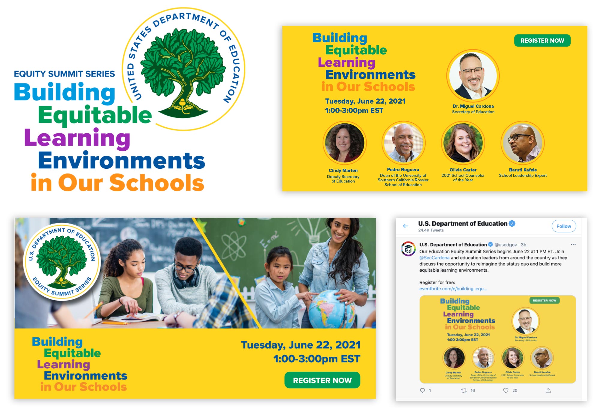 The Educational Equity Summit Series: Event identity, header graphics and social media posts