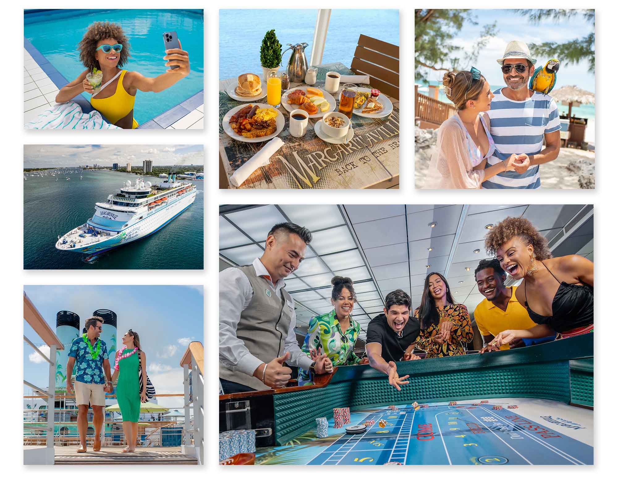 various images from the Margaritaville at Sea photoshoot